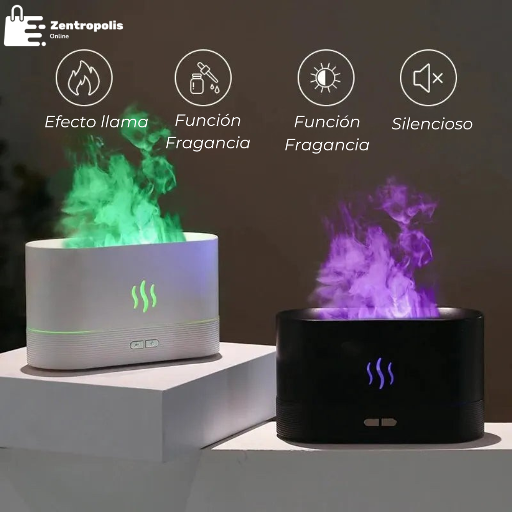 Llama Eterna - Difusor de Aromas y Humidificador con Efecto Llama y Luz LED