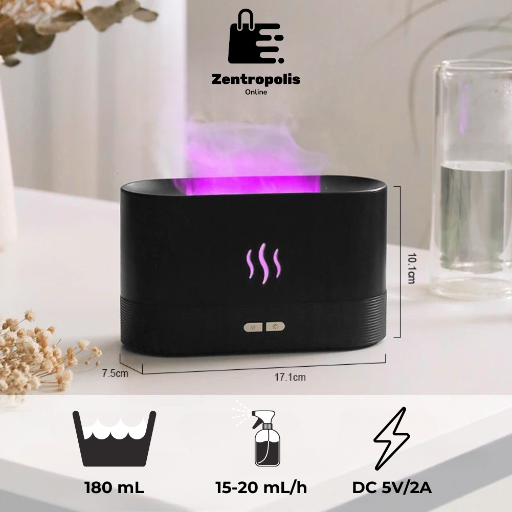 Llama Eterna - Difusor de Aromas y Humidificador con Efecto Llama y Luz LED