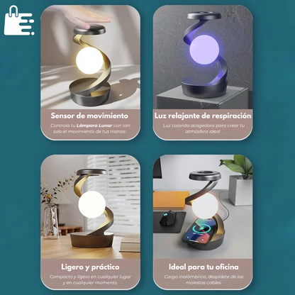 Floating and Spinning in Air with LED Moon Lamp 3D Levitating Ball Lamp RGB with Wireless Phone Charger Floating Moon Table Lamp