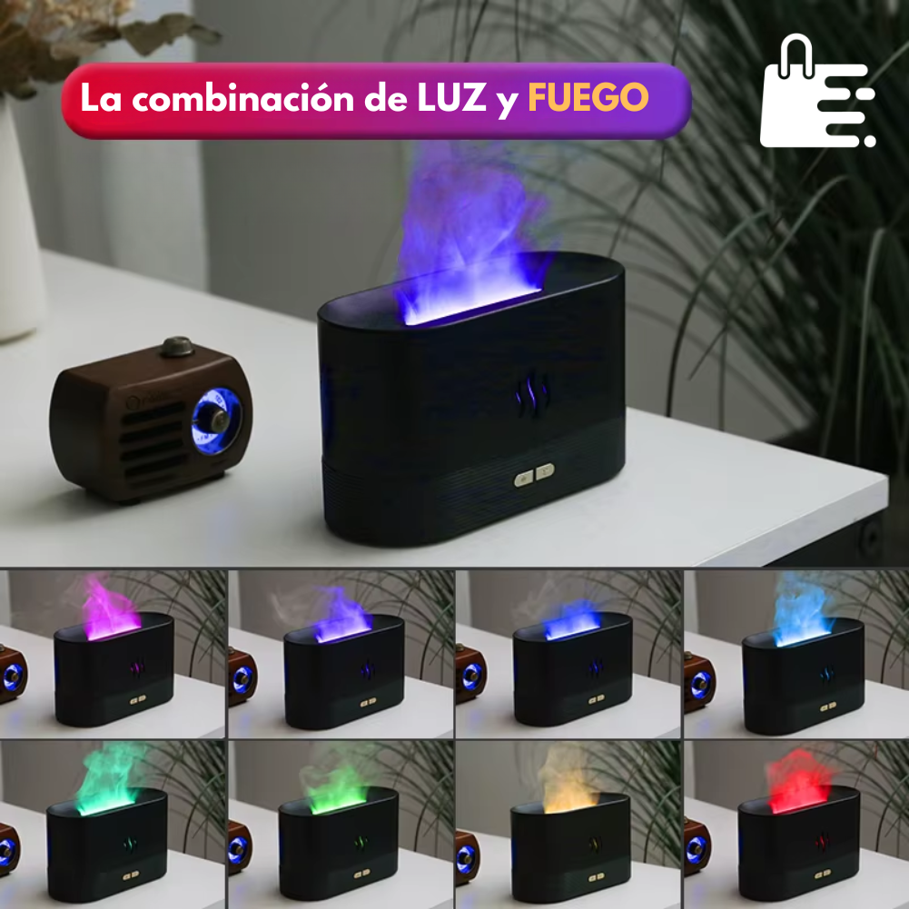 Llama Eterna - Difusor de Aromas y Humidificador con Efecto Llama y Luz LED