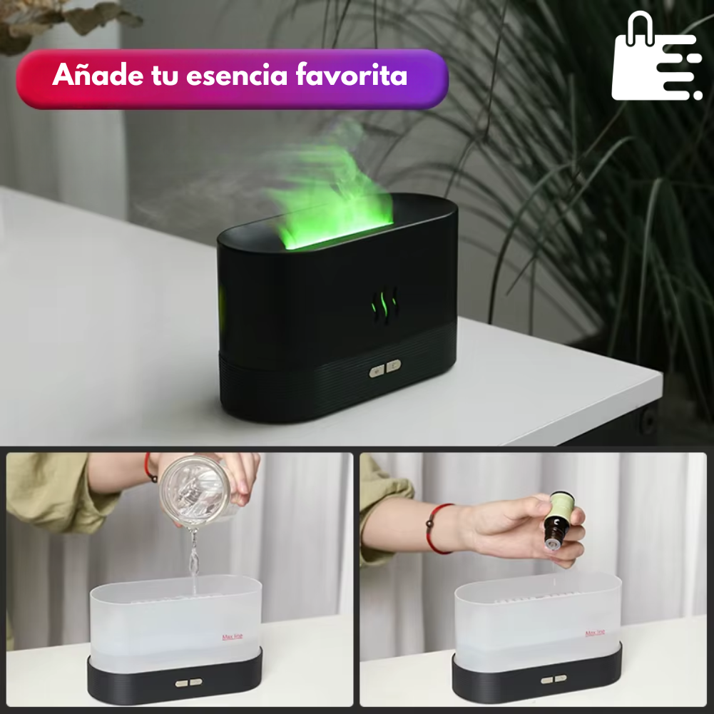 Llama Eterna - Difusor de Aromas y Humidificador con Efecto Llama y Luz LED